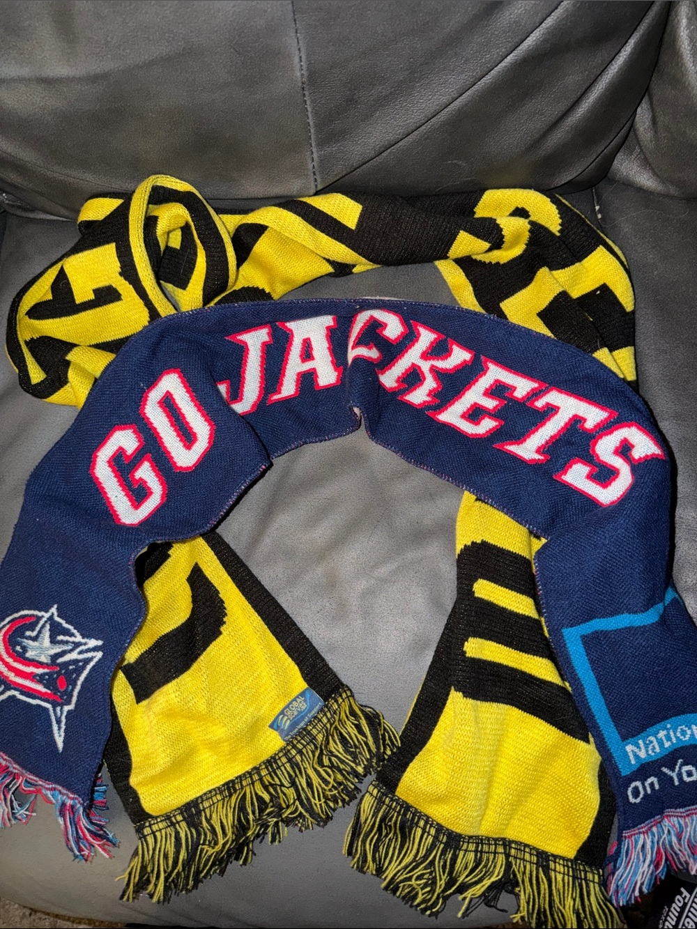 Columbus crew CBJ nhl mls Go Jackets Navy & Yellow Hockey Scarf 2001
